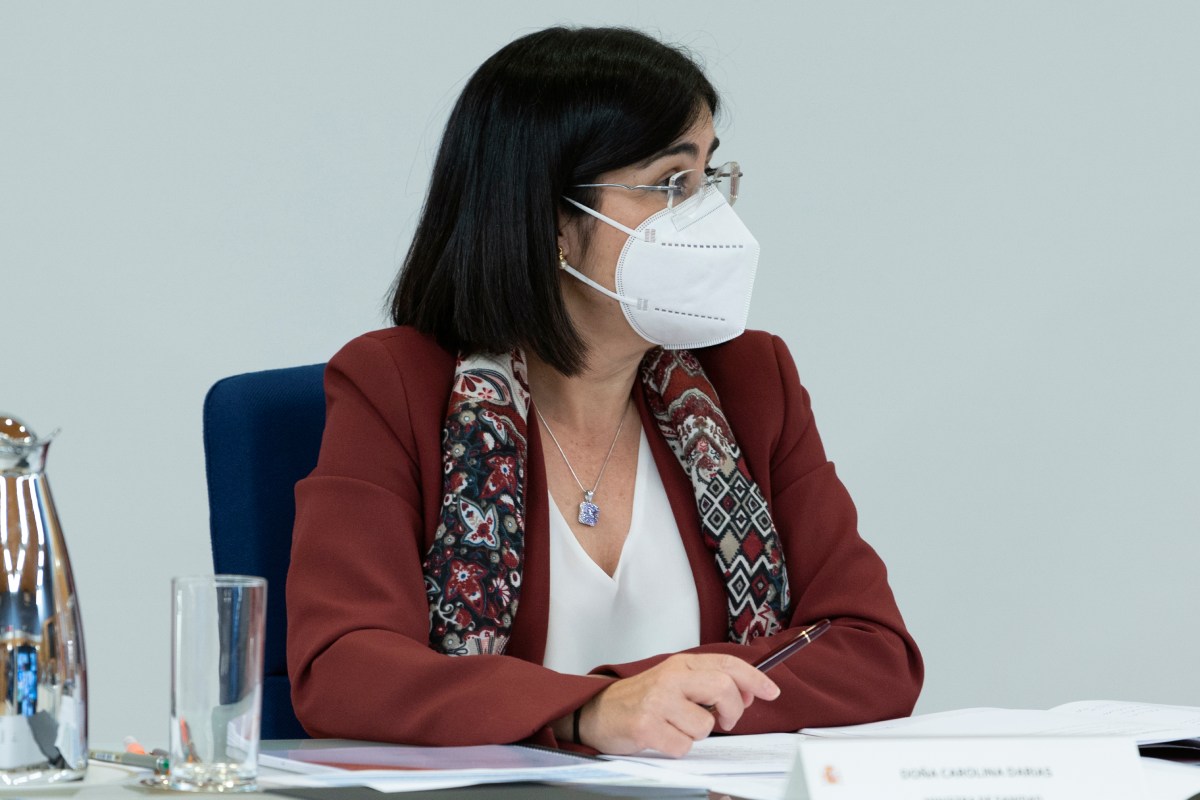 La ministra de Sanidad Carolina Darias, durante la reuniÃ³n del consejo interterritorial.